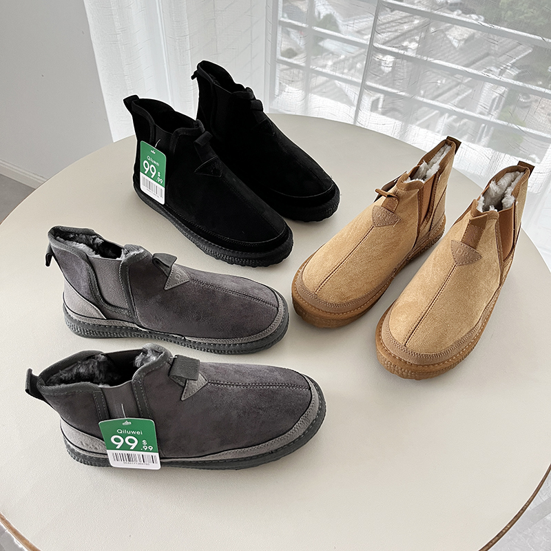 保暖套脚高短靴雪地靴