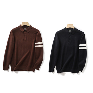 秋冬华夫格polo领针织衫 外贸男装 翻领毛衣 绵羊毛系列 设计师线