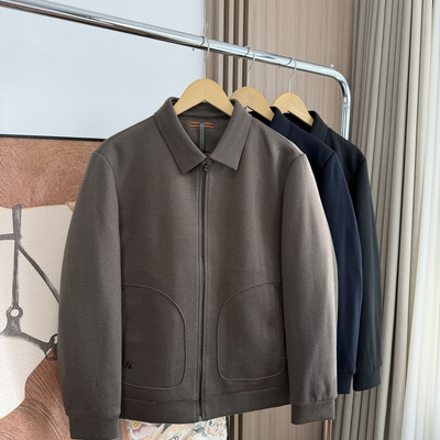 高端线！羊毛行政夹克！90鹅绒！外贸男装冬季商务翻领羽绒服外套
