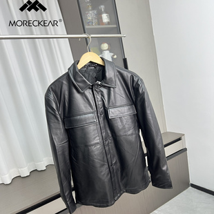外贸翻盖贴袋百搭仿皮棉服衬衫 秋冬男士 外套 PU皮绗棉 柜499