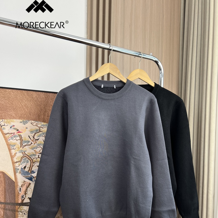 口碑系列！厚实挺括！外贸男装秋冬加绒雪尼尔保暖圆领针织衫毛衣