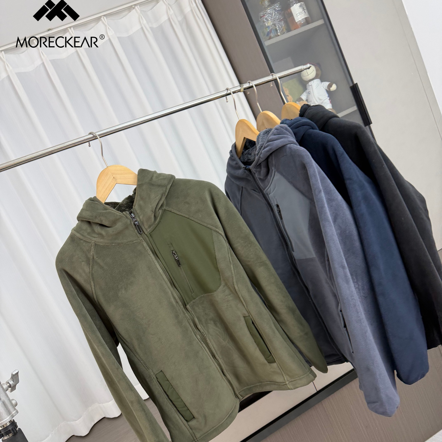 自留推荐！加厚摇粒绒！外贸男装秋冬纯色防风保暖连帽夹克外套潮