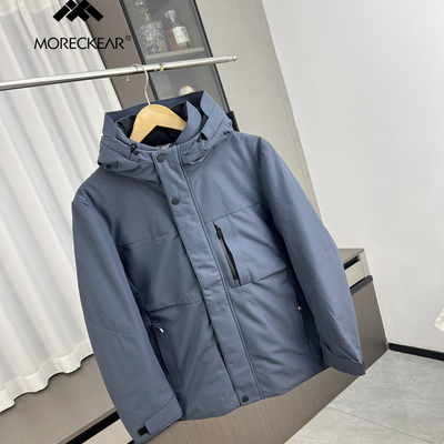 好货别错过！90白鹅绒！外贸男装冬季户外防风防水连帽羽绒服外套