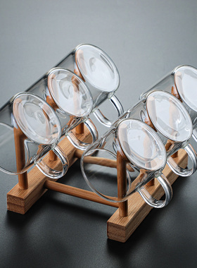 加厚耐热玻璃品茗杯子小茶杯带把杯功夫茶具喝茶耳杯茶碗家用套装