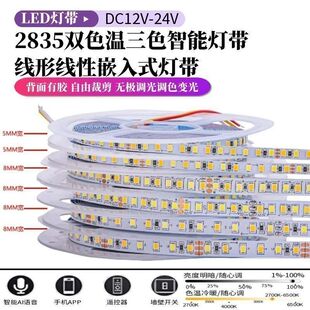 24V2835灯带led灯条2835自粘双色温三色变光cct智能调光调色