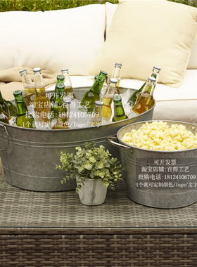 Galvanized Oval Beverage Tub做旧复古啤酒冰桶镀锌椭圆形饮料盆