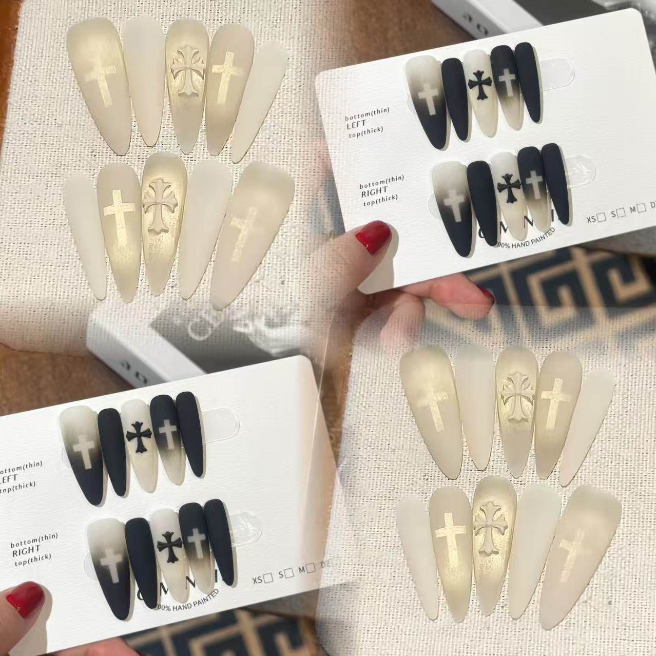 纯手工立体十字架猫眼渐变修女磨砂美甲穿戴甲贵气长款高级感,彩妆/香水/美妆工具,穿戴甲/甲片,淘宝优惠券,粉丝福利购,淘宝优惠卷