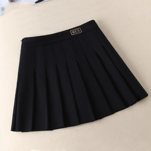 黑色西装半身裙女夏季薄款2025新款时尚a字短裙高腰显瘦百褶裙子
