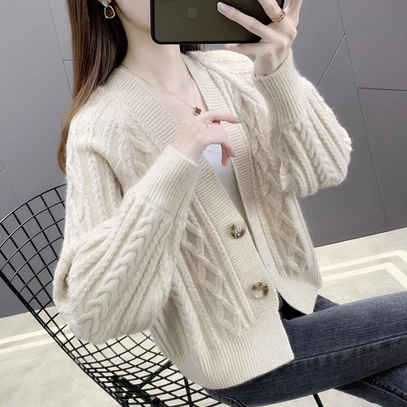 针织开衫外套女秋冬2025新款宽松显瘦加厚慵懒风短款毛衣外搭上衣