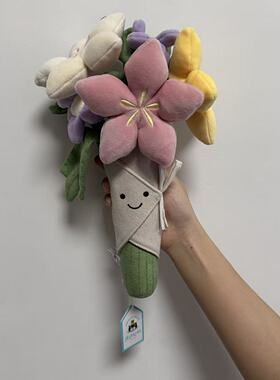 现货英国正品jellycat情人节结婚戒指玫瑰花手捧花毛绒玩偶送礼物