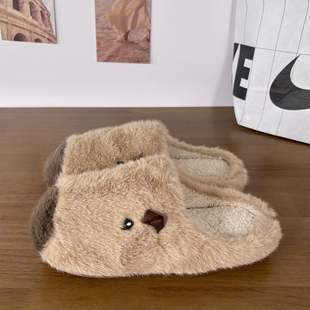 居家保暖防滑懒人毛毛棉鞋 新款 男女冬季 可爱卡通卡皮巴拉棉拖鞋