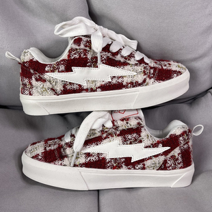 男女情侣百搭运动板鞋 国潮男鞋 ins小众原创潮流小香风闪电面包鞋