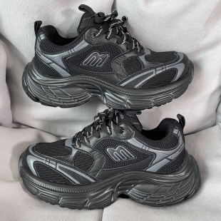 情侣百搭休闲运动鞋 男鞋 黑色厚底增高老爹鞋 新款 ins潮牌2024夏季