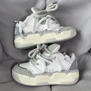 情侣百搭休闲运动鞋 国潮男鞋 ins潮牌小众设计复古增高厚底面包鞋
