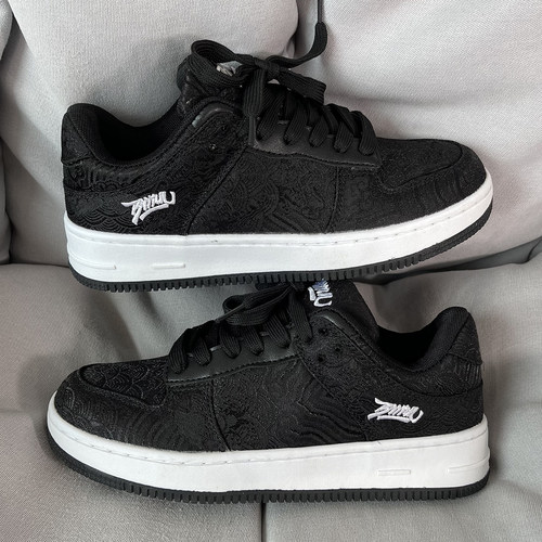 男鞋国潮复古黑丝绸板鞋运动鞋