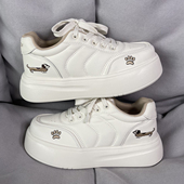 小狗刺绣厚底增高小白鞋 小众复古潮流休闲板鞋 女ins2026春季 新款