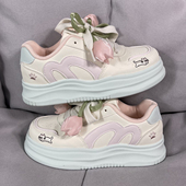 2026春季 女ins潮学生百搭运动面包鞋 新款 小众郁金香厚底休闲板鞋