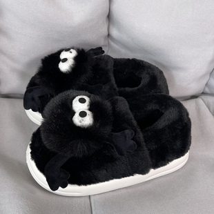 情侣居家保暖防滑包跟棉鞋 新款 男女2025冬季 可爱毛绒小煤球棉拖鞋