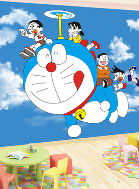 儿童房卧室背景墙贴3D壁纸装饰哆啦A梦卡通壁画贴纸自粘动漫贴画