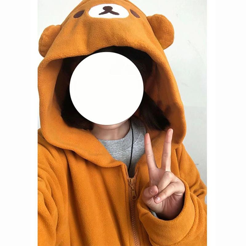 秋冬摇粒绒小众轻松熊外套日系