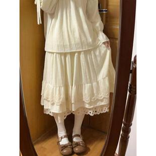 甜美森系半身裙女刺绣蕾丝重工设计感半裙公主风日系长裙lo裙秋冬