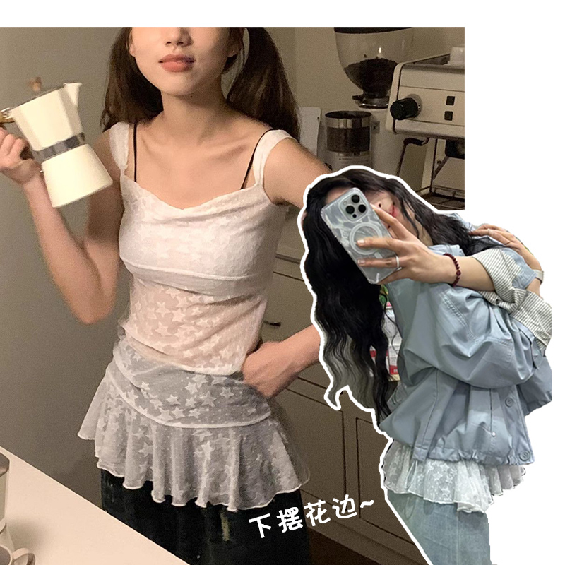 裙子叠穿~星星元素百搭吊带裙