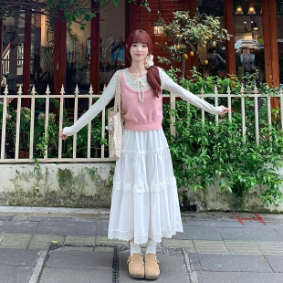 白色半身裙女长款 高腰显瘦百搭气质A字裙ins裙子 蛋糕裙2026春季