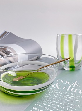 中古风回流孤品清仓杯具芬兰玻璃早春青绿色ins冰淇淋杯甜点杯