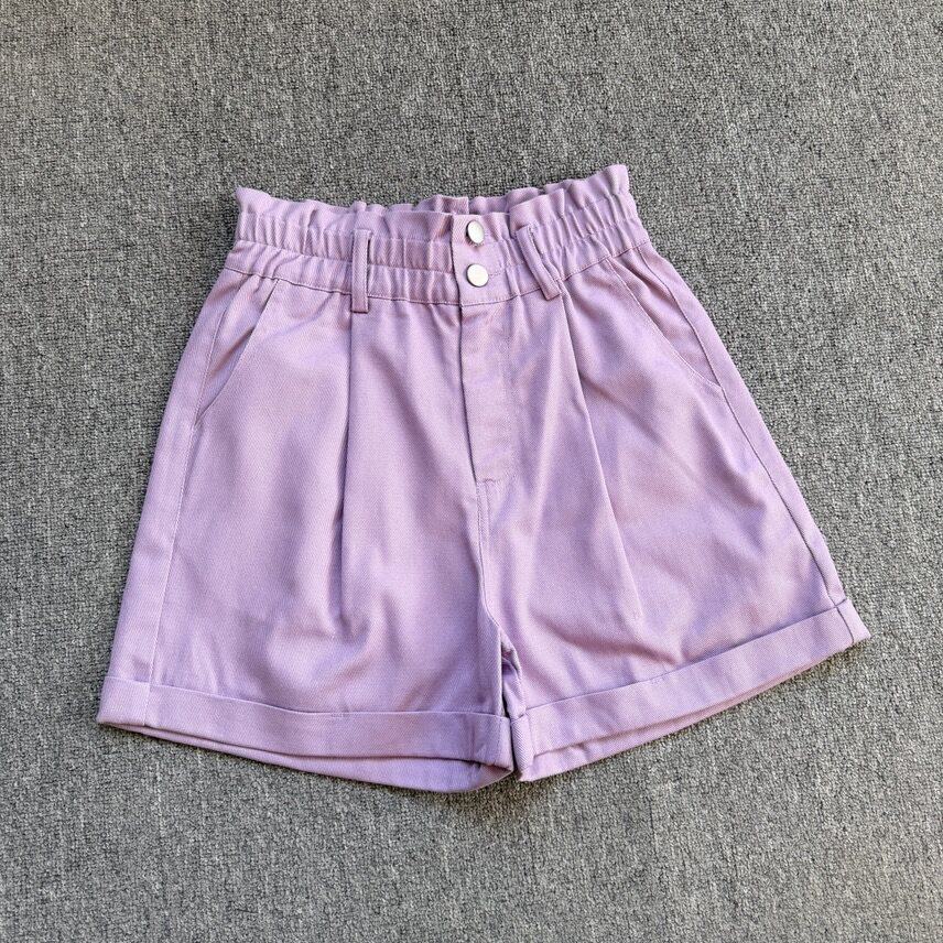 非外贸女款夏季热裤松紧腰百搭纯色短裤宽松显瘦学院风女生百搭