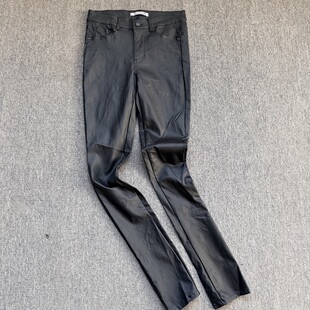 帅气皮裤 外贸原单女款 显瘦女士春季 小脚紧身弹力PU休闲铅笔裤 皮裤