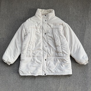 外贸尾货女款秋冬季棉服宽松直筒立领纯色百搭女士薄棉棉衣均码