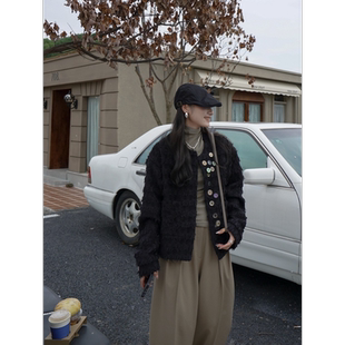 23秋小香风彩扣粗花呢无领夹克个性 CLO 设计百搭外套 粉丝福利