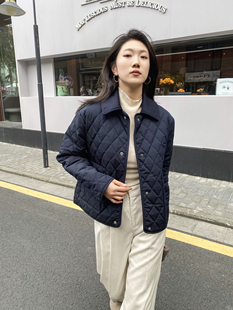 P正反双面两穿菱格绗缝棉服夹克外套 粉丝福利24秋冬羊毛毡领