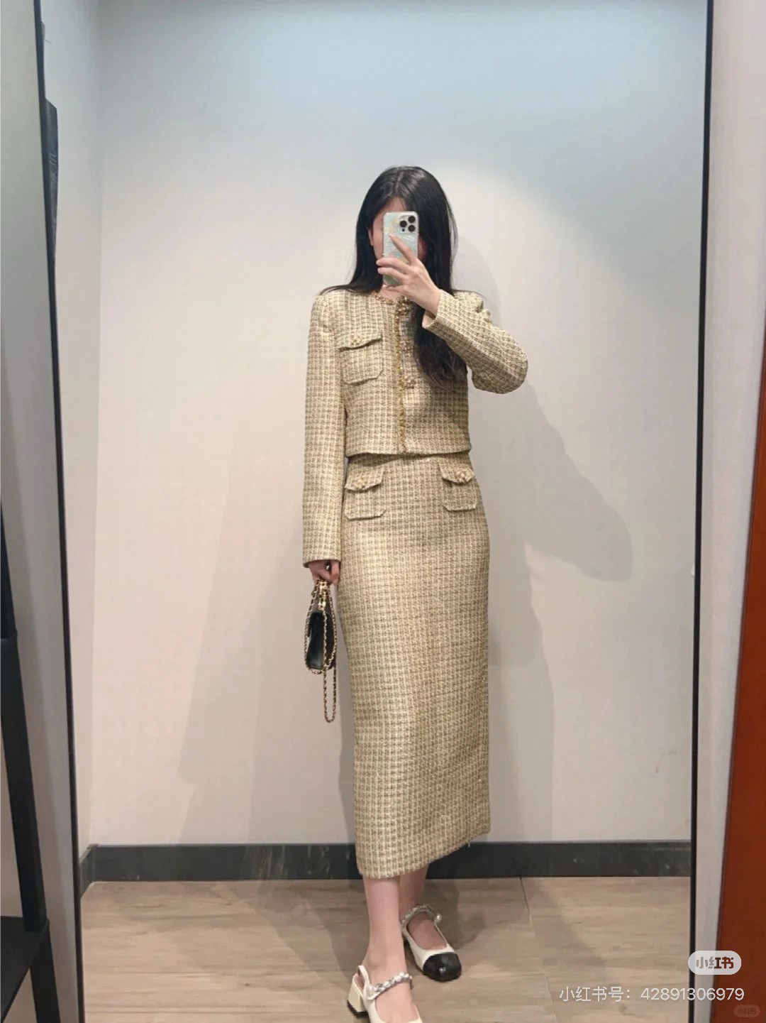 限时 SP2024秋冬新款金色小香风编织粗花呢外套半身裙中长裙套装,女装/女士精品,时尚套装,淘宝优惠券,粉丝福利购,淘宝优惠卷