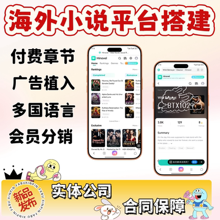 海外小说app开发国内外小说系统定制广告对接付费章节多语言分销