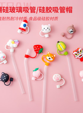 耐高温玻璃吸管带防尘套透明