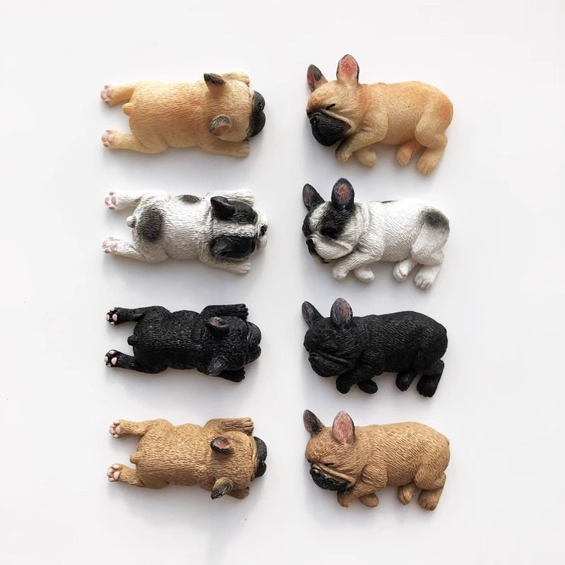 法国斗牛犬可爱萌宠小狗磁吸磁铁卡通树脂车载内饰摆件冰箱贴立体