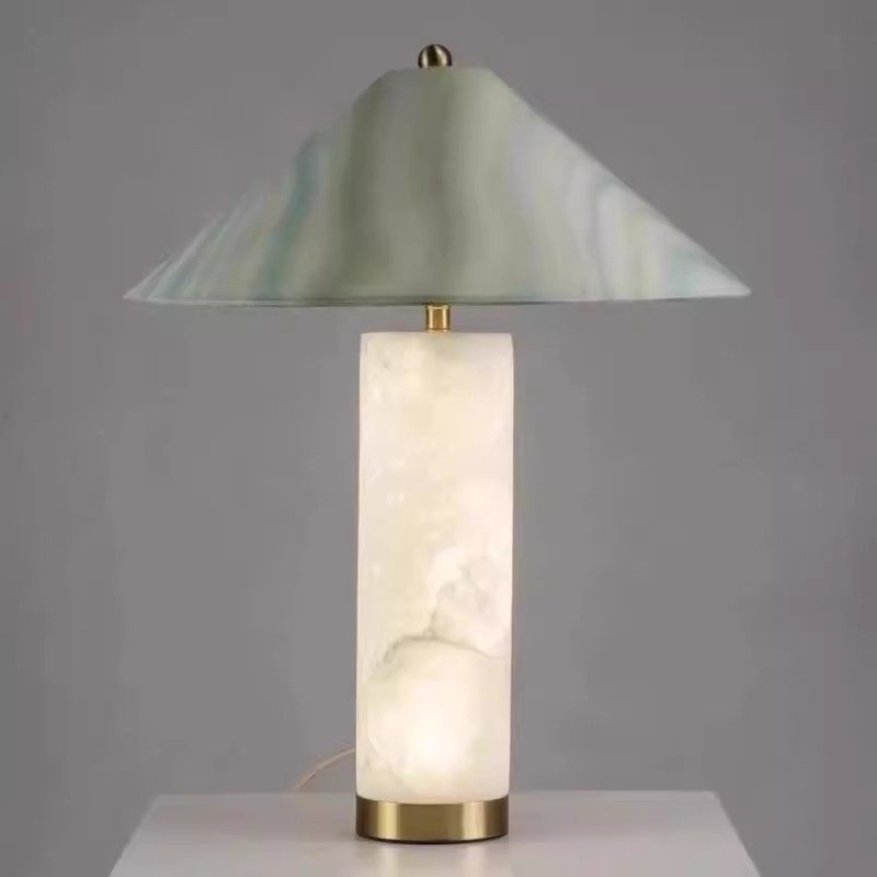 设计师款云石台灯客厅卧室简约轻奢布艺床头高级感氛围后现代台灯