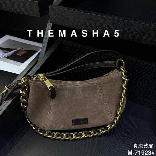 玛莎女包小磨砂皮链条单肩斜挎潮