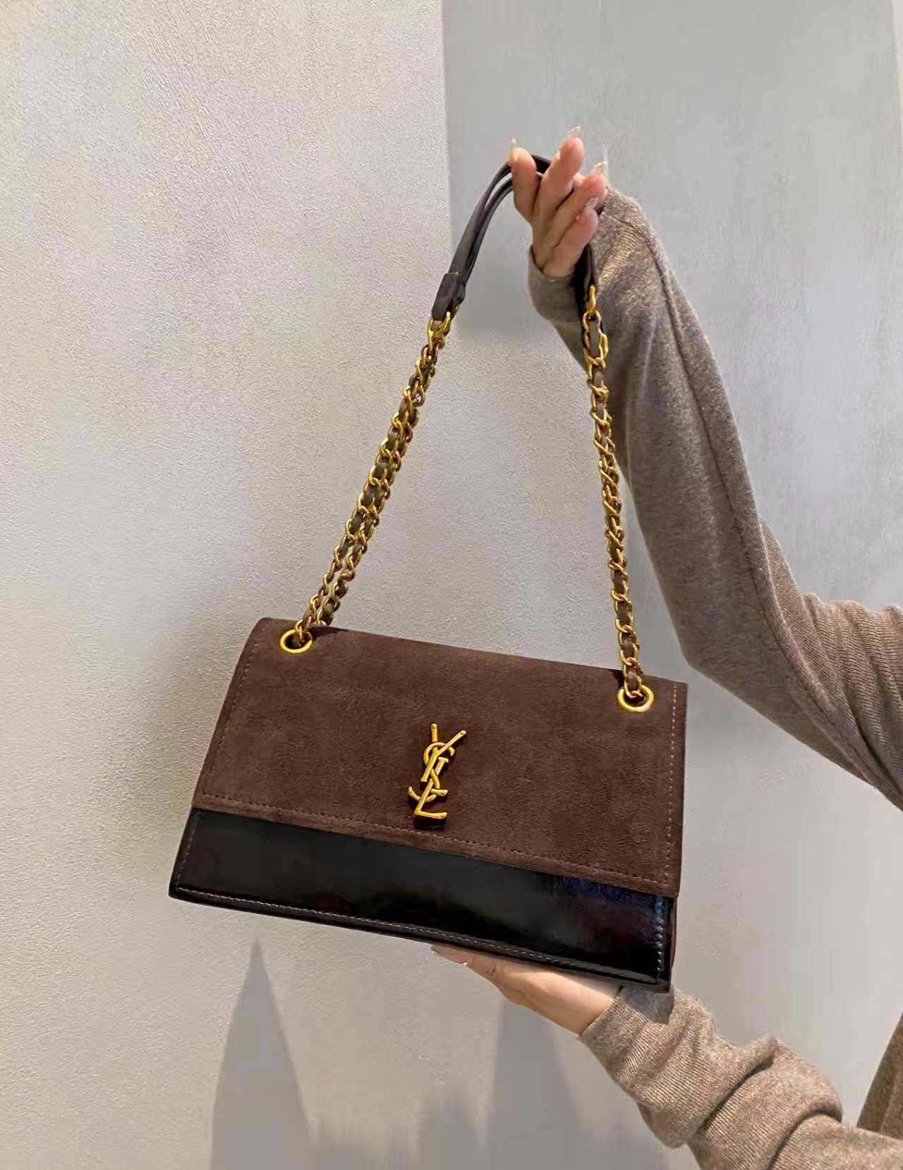 美缇女包磨砂皮翻盖链条单肩斜挎