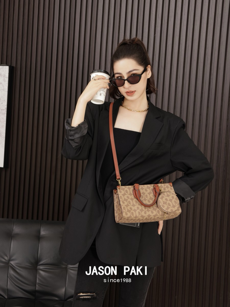 杰森柏奇女包老花PVC手提斜挎