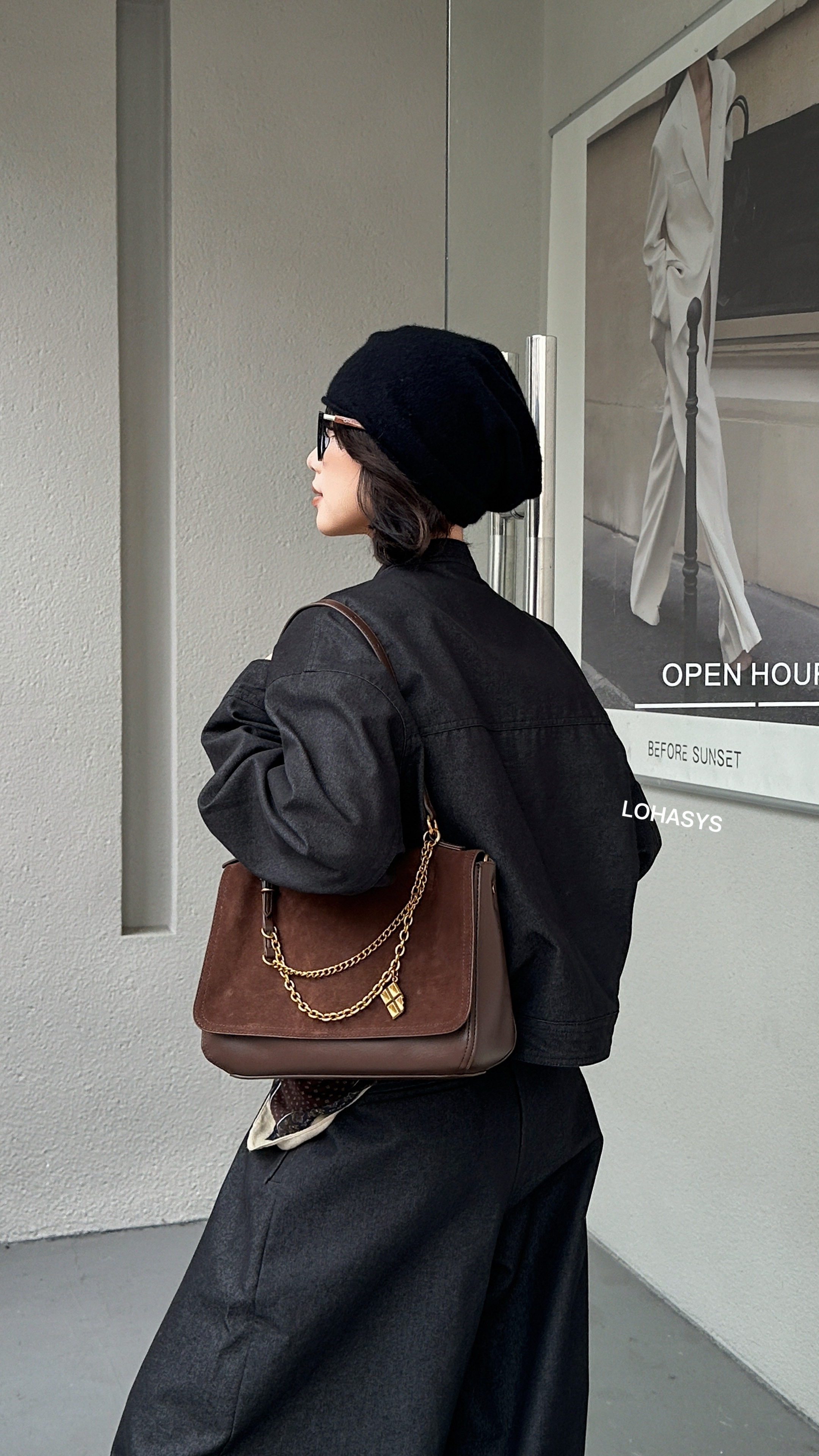 乐花惜时女包磨砂皮手提翻盖斜挎