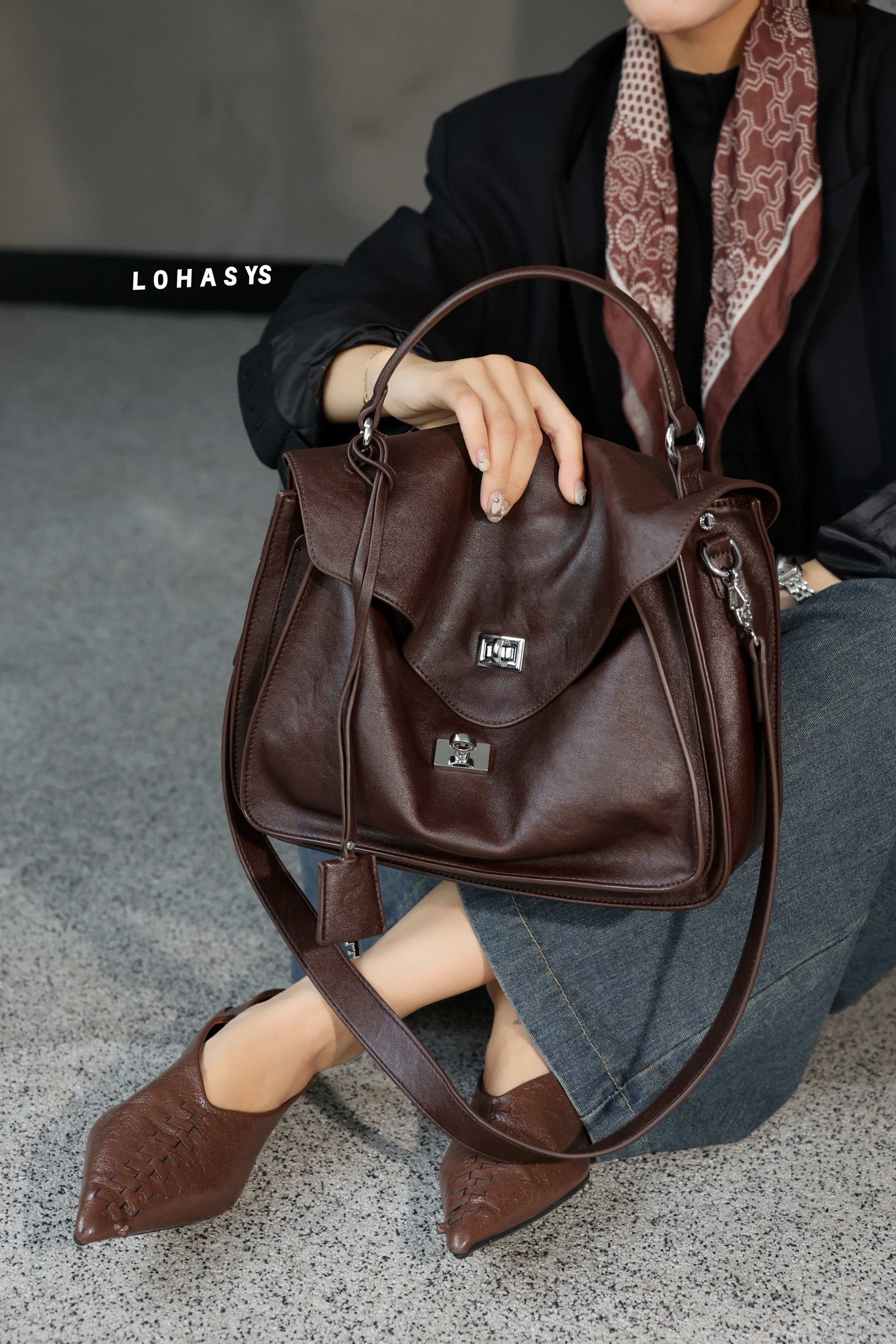 软皮女包乐花惜时托特包百搭通勤