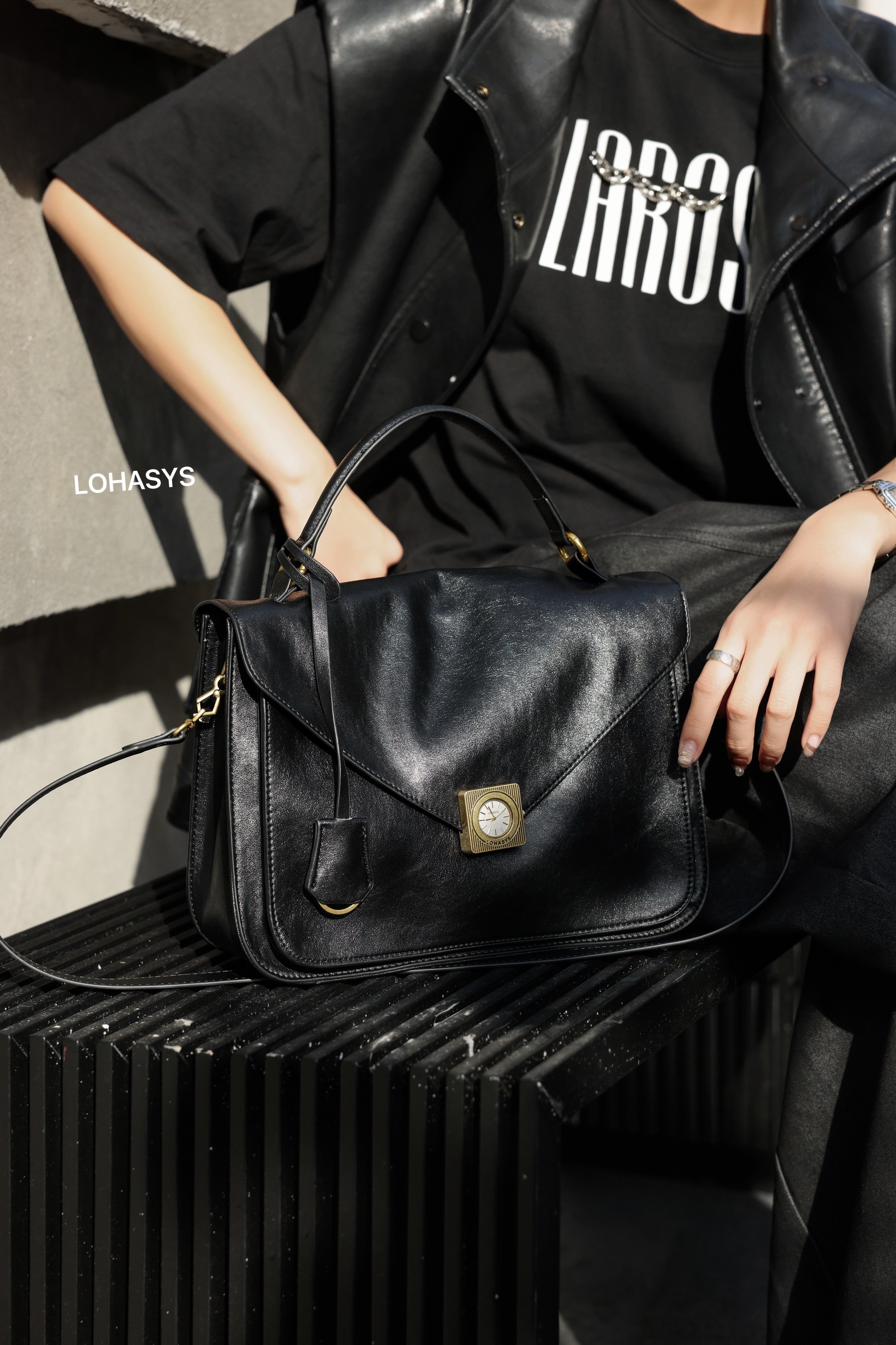 乐花惜时女包手提邮差钟表锁扣潮