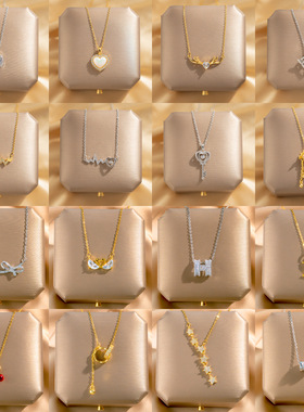 日韩简约流行ins风钛钢项链女小众精致网红锆石锁骨链高级感饰品