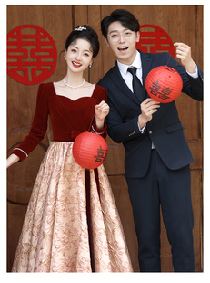 敬酒服女秋冬2025新款小个子晚礼服订婚日常可穿高级感红色连衣裙