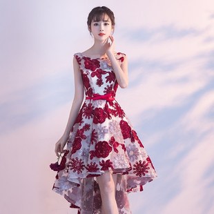 时尚小晚礼服裙女秋冬宴会气质前短后长名媛显瘦连衣裙平时可穿