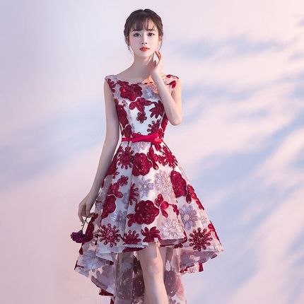 时尚小晚礼服裙女秋冬宴会气质前短后长名媛显瘦连衣裙平时可穿