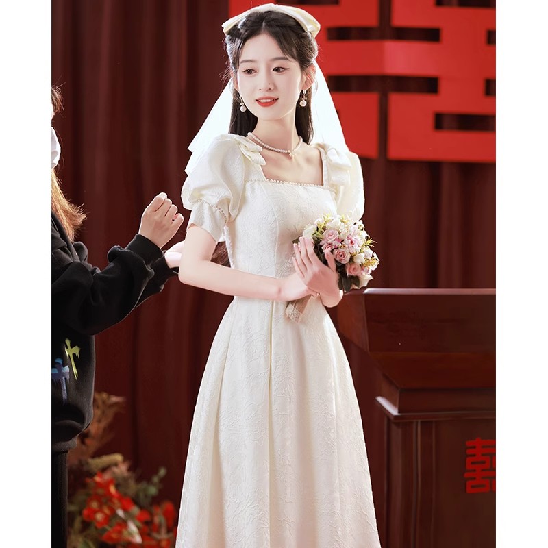 轻婚纱新款领证登记法式