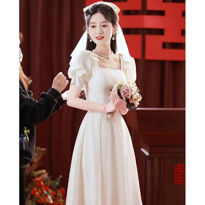 轻婚纱新款领证登记法式